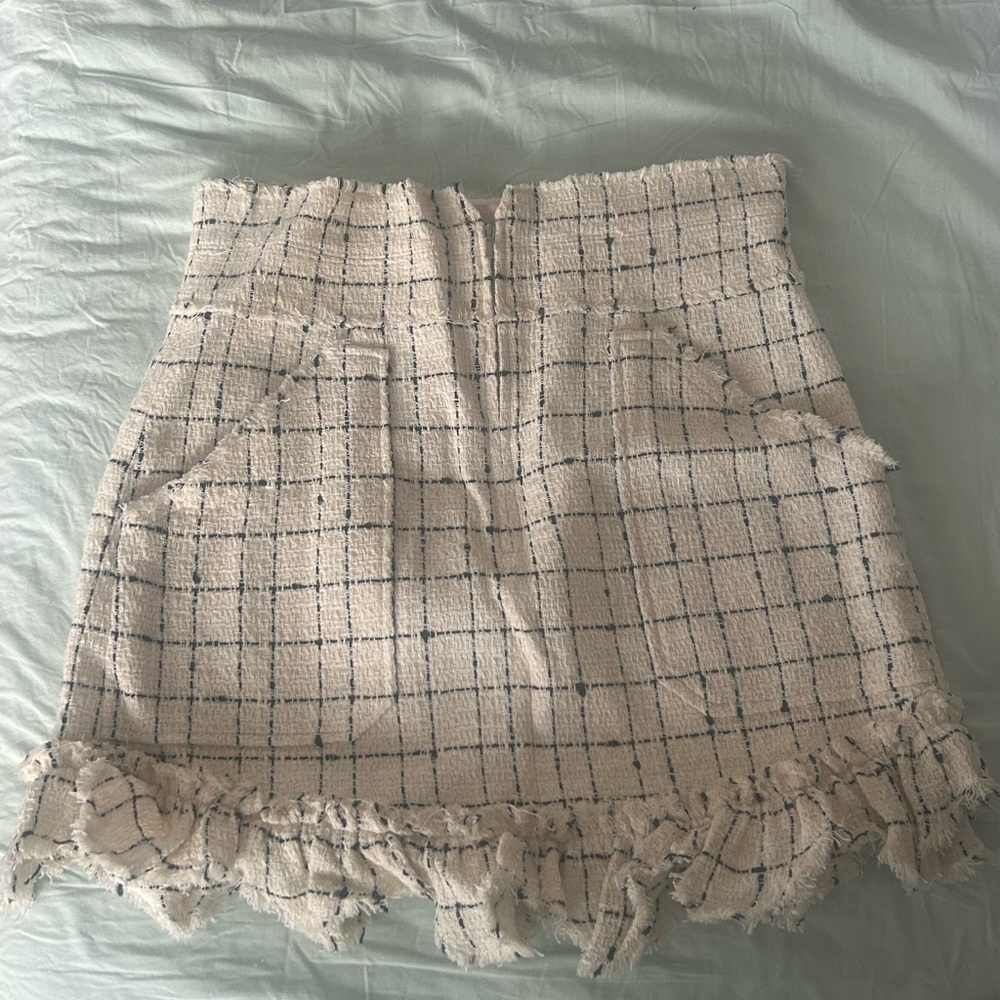 Rebecca Taylor Cream and Black Tweed Mini Skirt